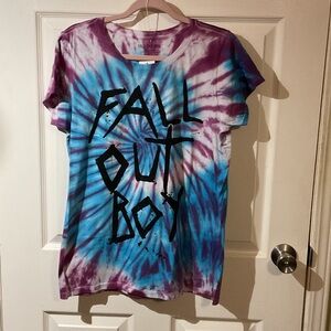 NWT Fall Out Boy Tie-Dye Band Tee - Purple & Blue